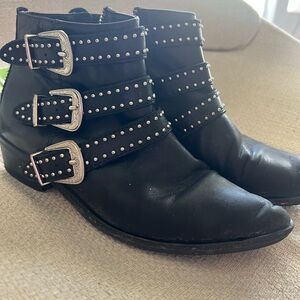 Aqua Black Studded Booties